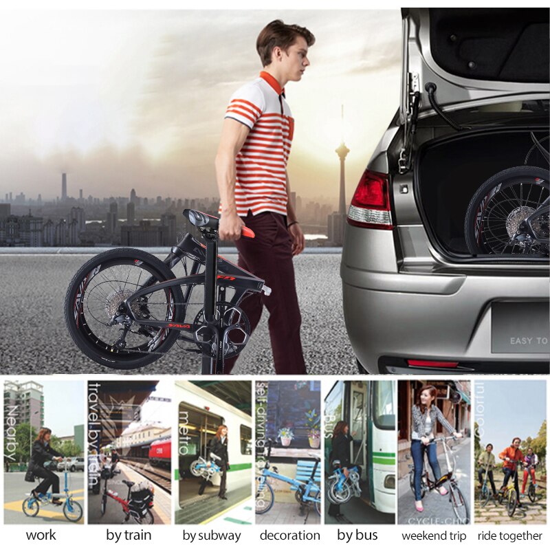 Sava-Z1 탄소 섬유 접이식 자전거 9 단/20 단/22 단 가벼운 접이식 자전거, 성인용 20 인치 타이어, 야외용 라이딩